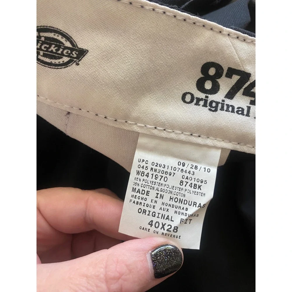 Dickies 874 Original Fit Work Pants Mens 40x28 Black Straight Leg NWT 874BK